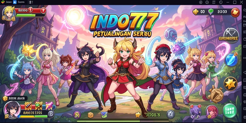 Gameplay INDO777 menampilkan pertempuran karakter Anime yang seru dan dinamis.