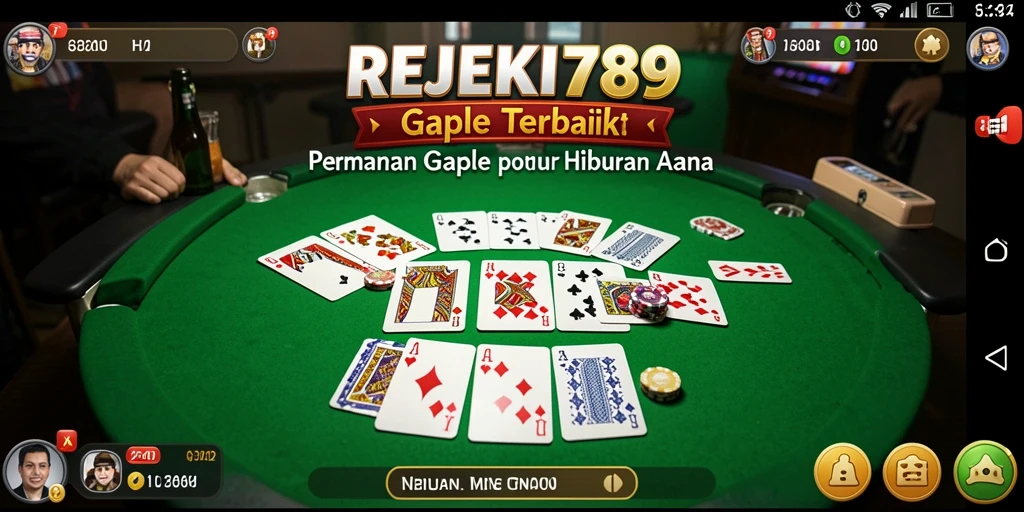 Tampilan gameplay seru dalam permainan Gaple REJEKI789.