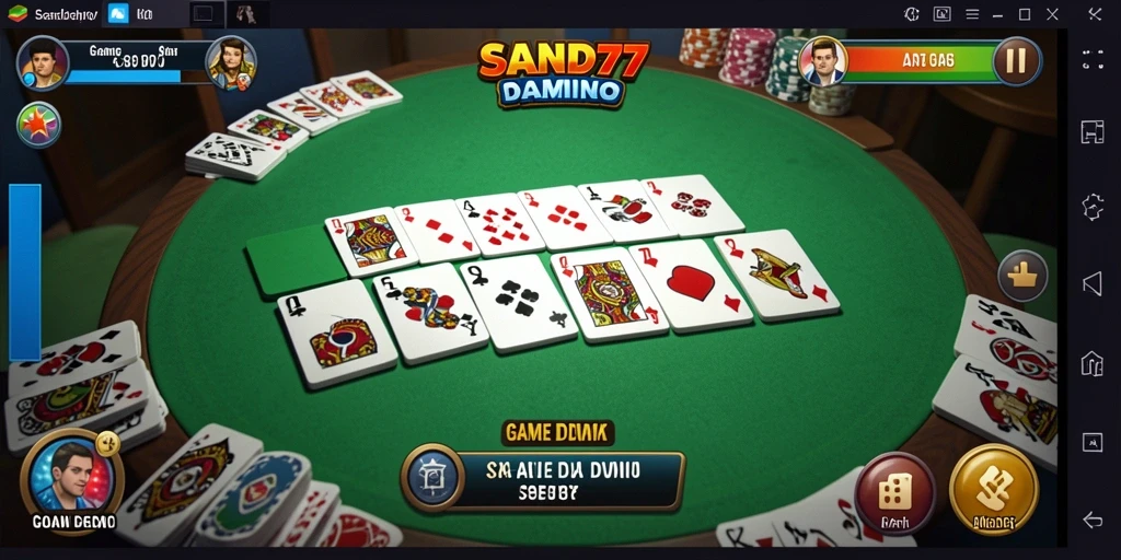Tampilan gameplay SAND77 yang menegangkan dalam permainan Domino.